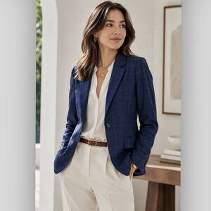 Brooks Brothers Navy Blue Plaid Blazer